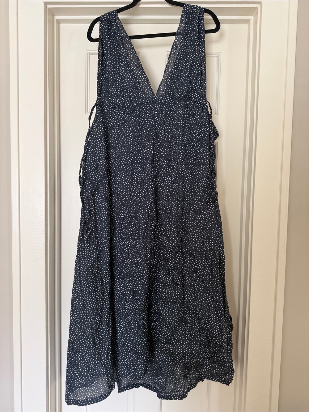 NWT J. Crew Maxi Dress Navy Blue Polka Dot Side-tie Beach Dress - Picture 6 of 8